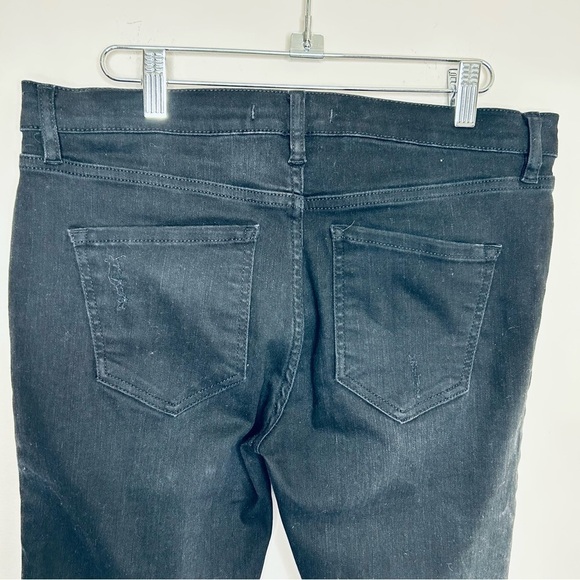 Free People High Rise Stretch Skinny Distressed Jeans Raw Hem Black Size 28 - Picture 7 of 11